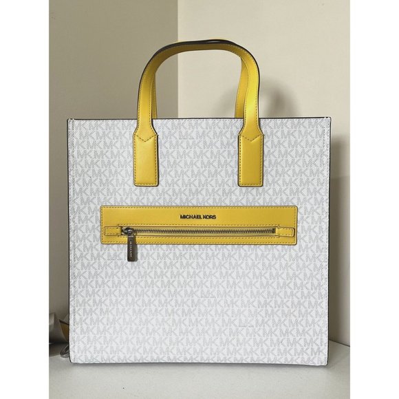 New Michael Kors Kenly Large Logo Tote Signature Citrus Multi - Picture 3 of 7